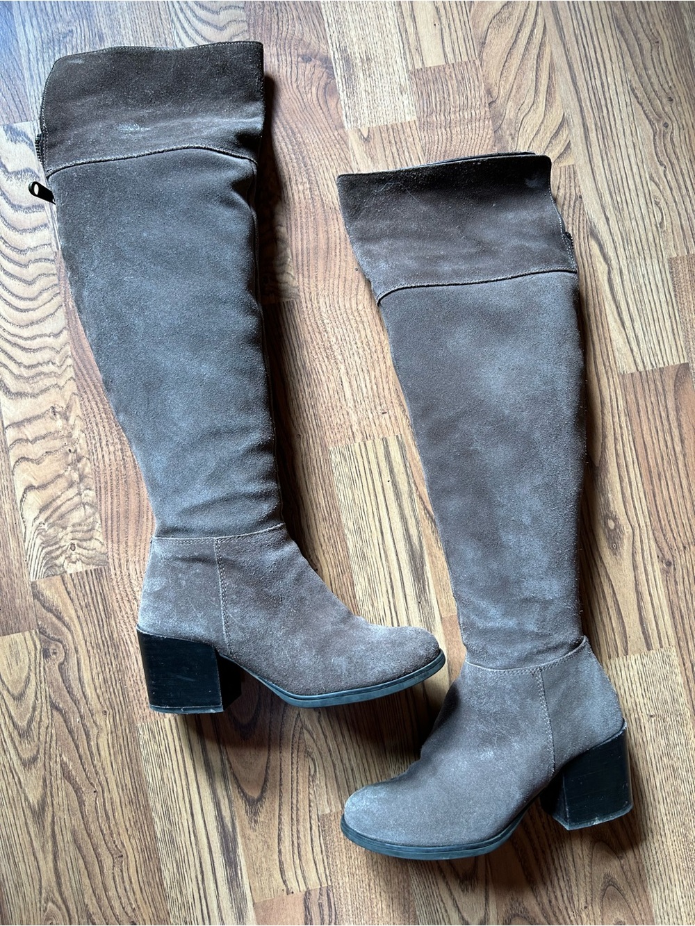 Steve Madden Taupe Suede Over-the-Knee Block Heel Boots